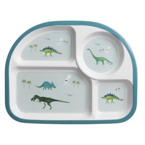 Divider Plate Pack of 6 Sophie Allport Dinosaurs Childrens Divider Plate, Melamine