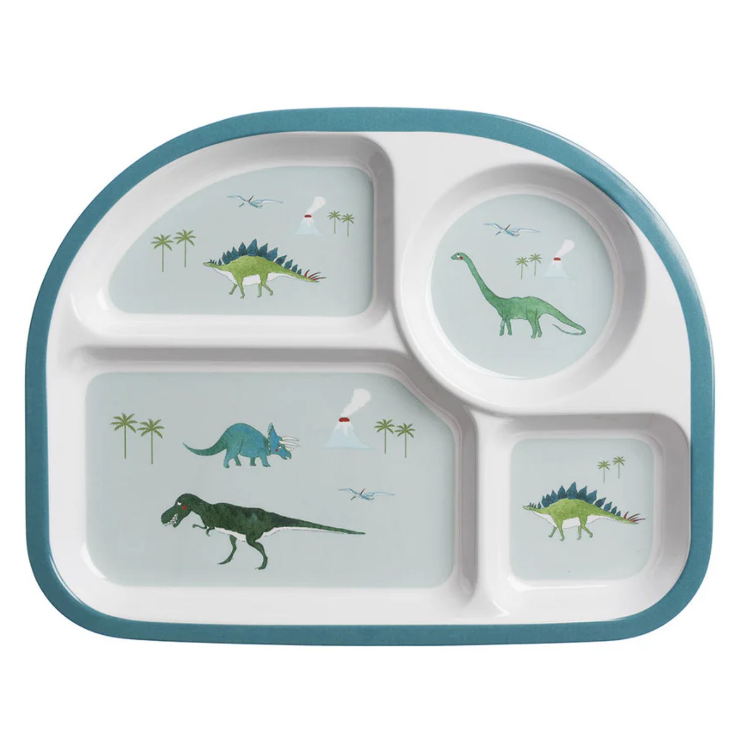 Divider Plate Pack of 6 Sophie Allport Dinosaurs Childrens Divider Plate, Melamine