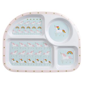 Divider Plate Pack of 6 Sophie Allport Unicorn Childrens Divider Plate, Melamine