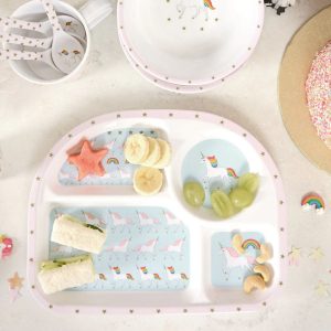 Divider Plate Pack of 6 Sophie Allport Unicorn Childrens Divider Plate, Melamine