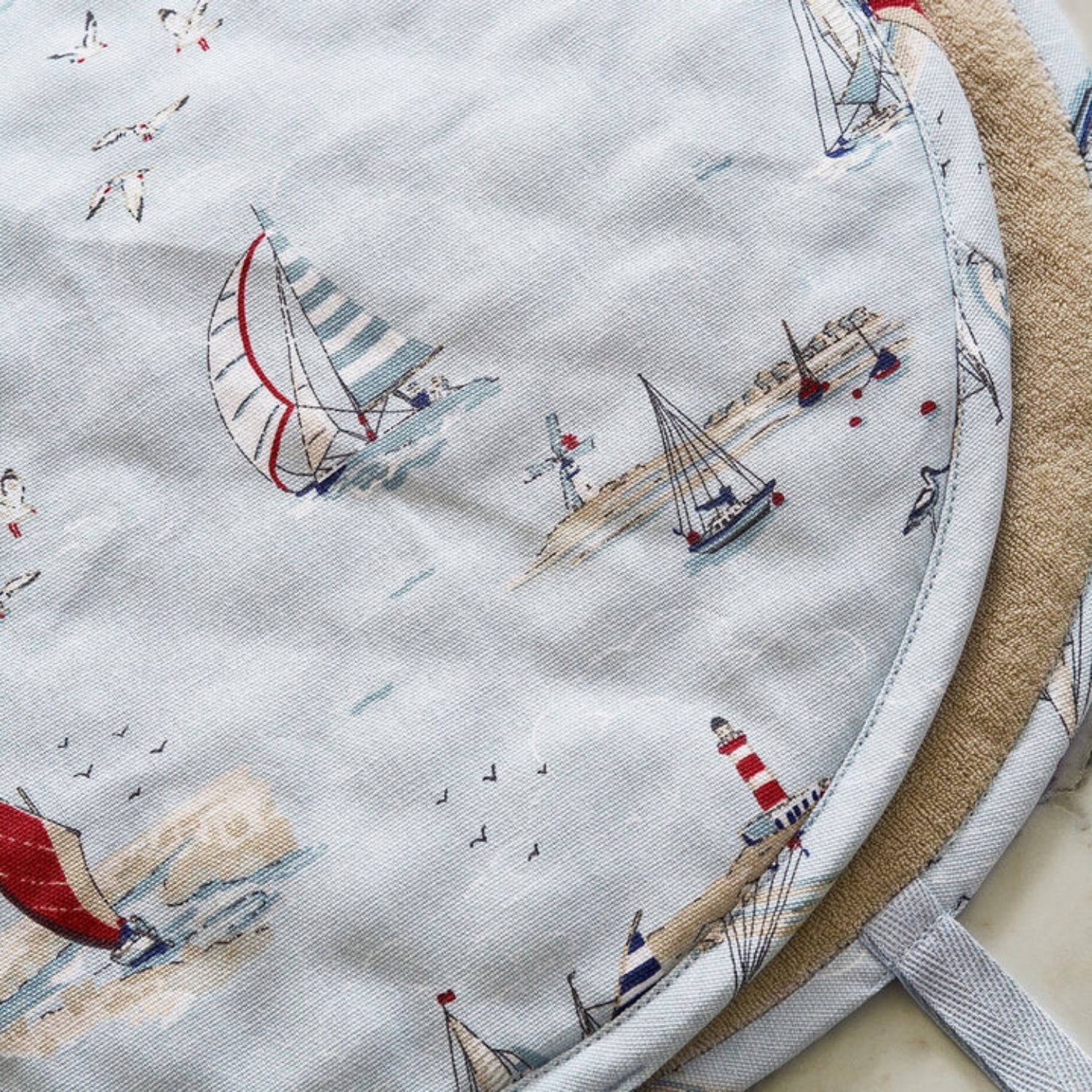 Hob Cover Sophie Allport Coastal Boats Circular Hob Cover, Cotton