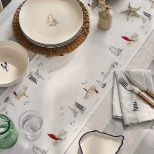 Table Runner 280cm x 35cm Sophie Allport Coastal Boats Table Runner, Cotton