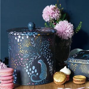 Biscuit Barrel: Sara Miller Midnight Leopard Biscuit Barrel