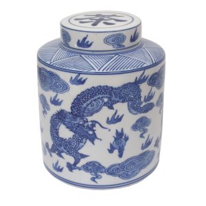 Tea Storage: 15cm x 20cm Dragon Tea Caddy, Porcelain