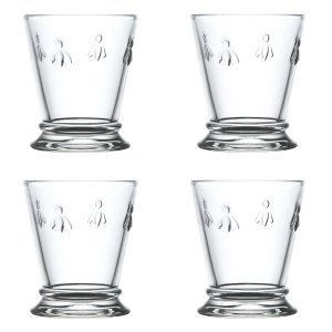 Low Ball Glasses: 4 x 260ml La Rochere Bee Tumblers, Glass