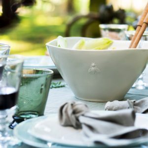 Salad Bowl: 26cm La Rochere Bee White Salad Bowl, Ceramic
