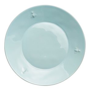Side Plate: 1 x 21.4cm La Rochere Bee Light Blue Side Plate, Ceramic