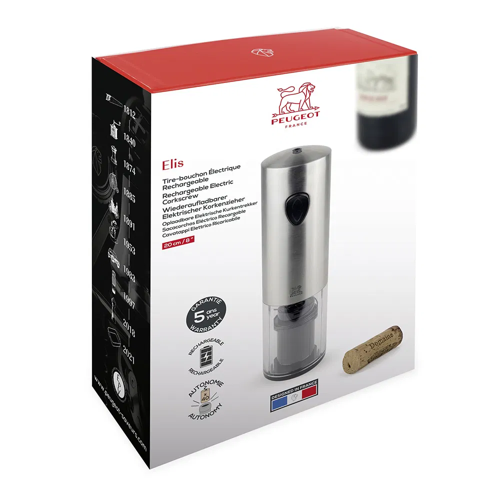 Electric Corkscrew: Peugeot 27cm Elis Touch Electric Corkscrew, Stainless Steel