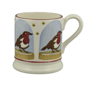 Mug: 1 x 300ml Emma Bridgewater Robin Snow Globe 1/2 Pint Mug, Ceramic