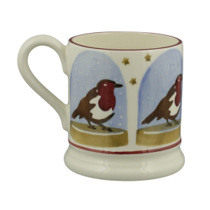 Mug: 1 x 300ml Emma Bridgewater Robin Snow Globe 1/2 Pint Mug, Ceramic