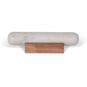 Rolling Pin: 27cm Brompton Rolling Pin White, Marble