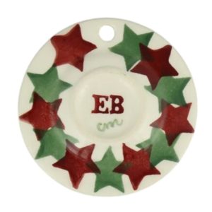 Christmas Tree Decoration: 1 x 7.5cm Emma Bridgewater Christmas Stars Tiny Plate Decoration Boxed, Ceramic