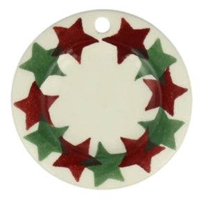 Christmas Tree Decoration: 1 x 7.5cm Emma Bridgewater Christmas Stars Tiny Plate Decoration Boxed, Ceramic