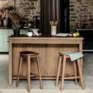 Kitchen Island: 2 Drawer Walcote Kitchen Island Natural Wood, Fully assembled