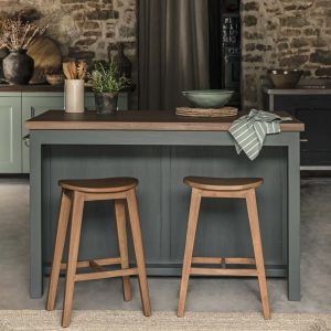 Kitchen Island: 2 Drawer Walcote Kitchen Island Forest Green Wood, Fully assembled