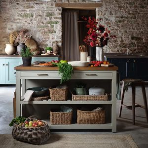 Kitchen Island: 2 Drawer Walcote Kitchen Island Clay Wood, Fully assembled
