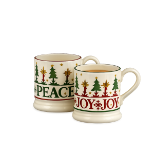 Mug Set: 2 x 300ml Emma Bridgewater Christmas Joy 1/2 Pint Mugs Boxed, Ceramic