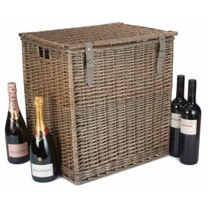 Wine Bottle Storage: 46cm x 37cm x 50cm Antique Wash Vintner Storage Hamper, Willow