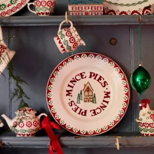 Dinner Plate: 1 x 22cm Emma Bridgewater Gingerbread Mince Pies Medium Dinner Plate, Ceramic
