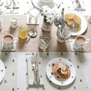 Coaster Set: 4 x Sophie Allport Bees Coasters, Cork Backed