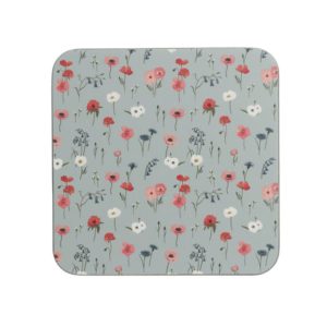 Coaster Set: 4 x Sophie Allport Poppy Meadow Coasters, Cork Backed