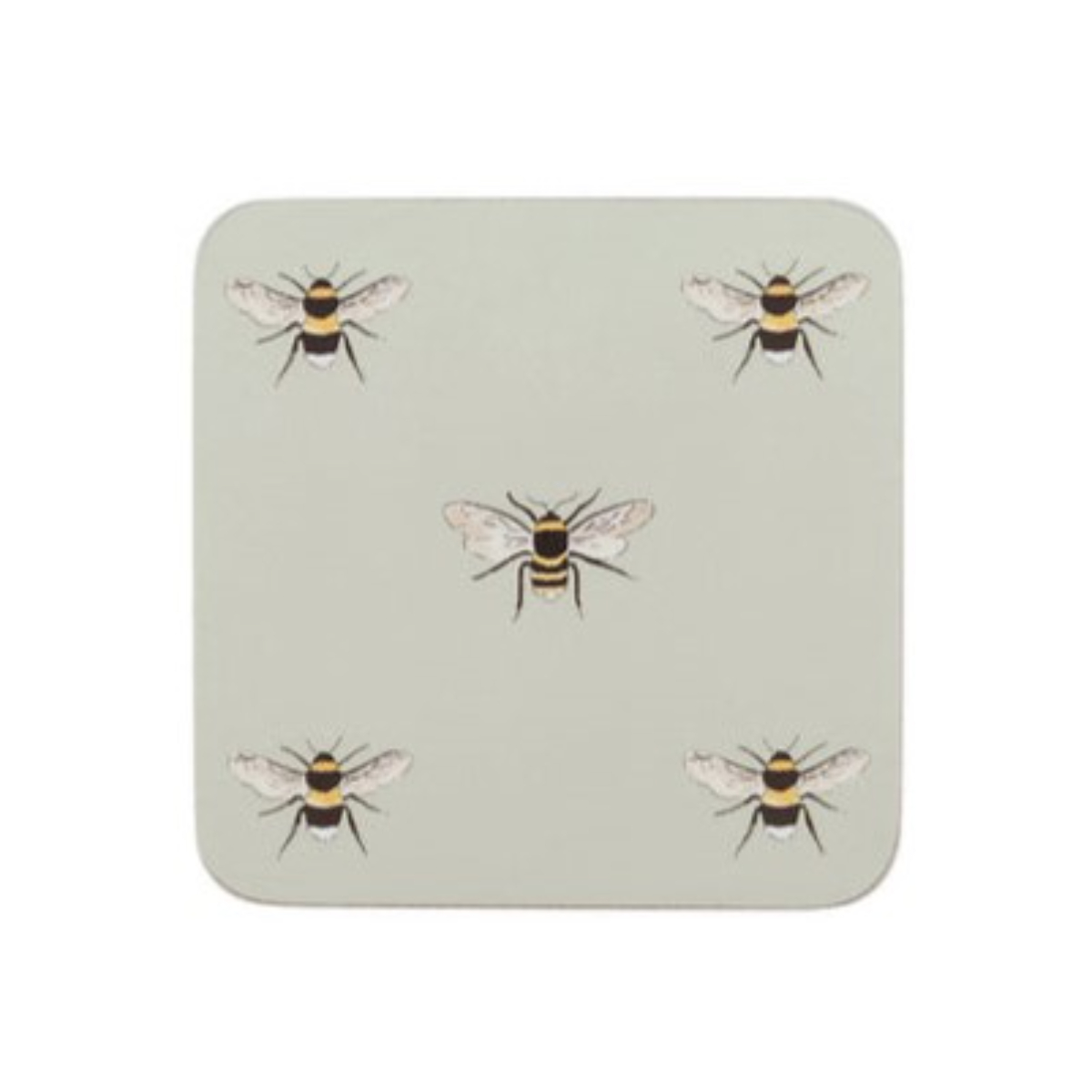 Coaster Set: 4 x Sophie Allport Bees Coasters, Cork Backed