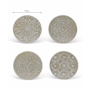 Coaster Set: 4 x Clay Fiskardo Coasters, Aluminium