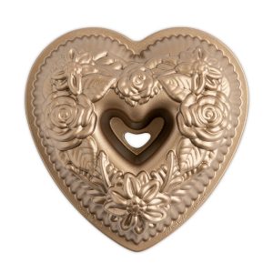 Bundt Pan: Floral Heart, 6 Cups, Toffee