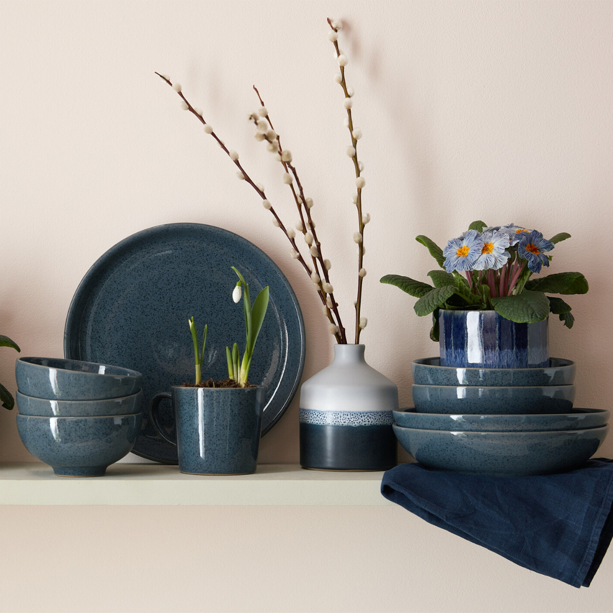 Dinner Plate Set: 4 x 26cm Denby Dark Grey Speckle Coupe Dinner Plates, Stoneware - Image 5