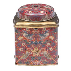 Tea Storage: 10.5cm x 10.5cm x 11cm Arts & Crafts Red Strawberry Thief Tea Caddy