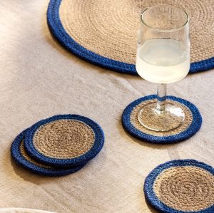 Coaster Set: 4 x Yelford Jute Coasters, Natural