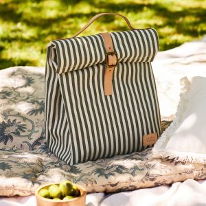 Lunch Bag: 38cm x 22cm x 13cm Kimmeridge Folding Lunch Bag Moss Green, Cotton