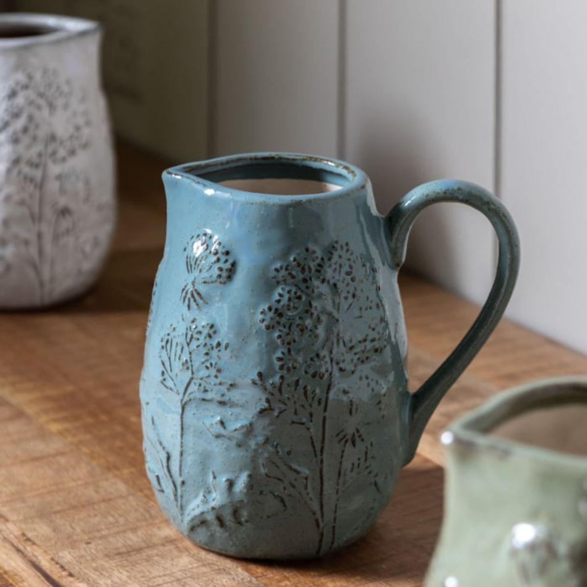 Jug: 1 Litre Meadow Embossed Jug, Ceramic - Image 2