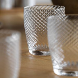 Low Ball Glasses: 4 x 230ml Swirl Tumbler Glasses, Glass