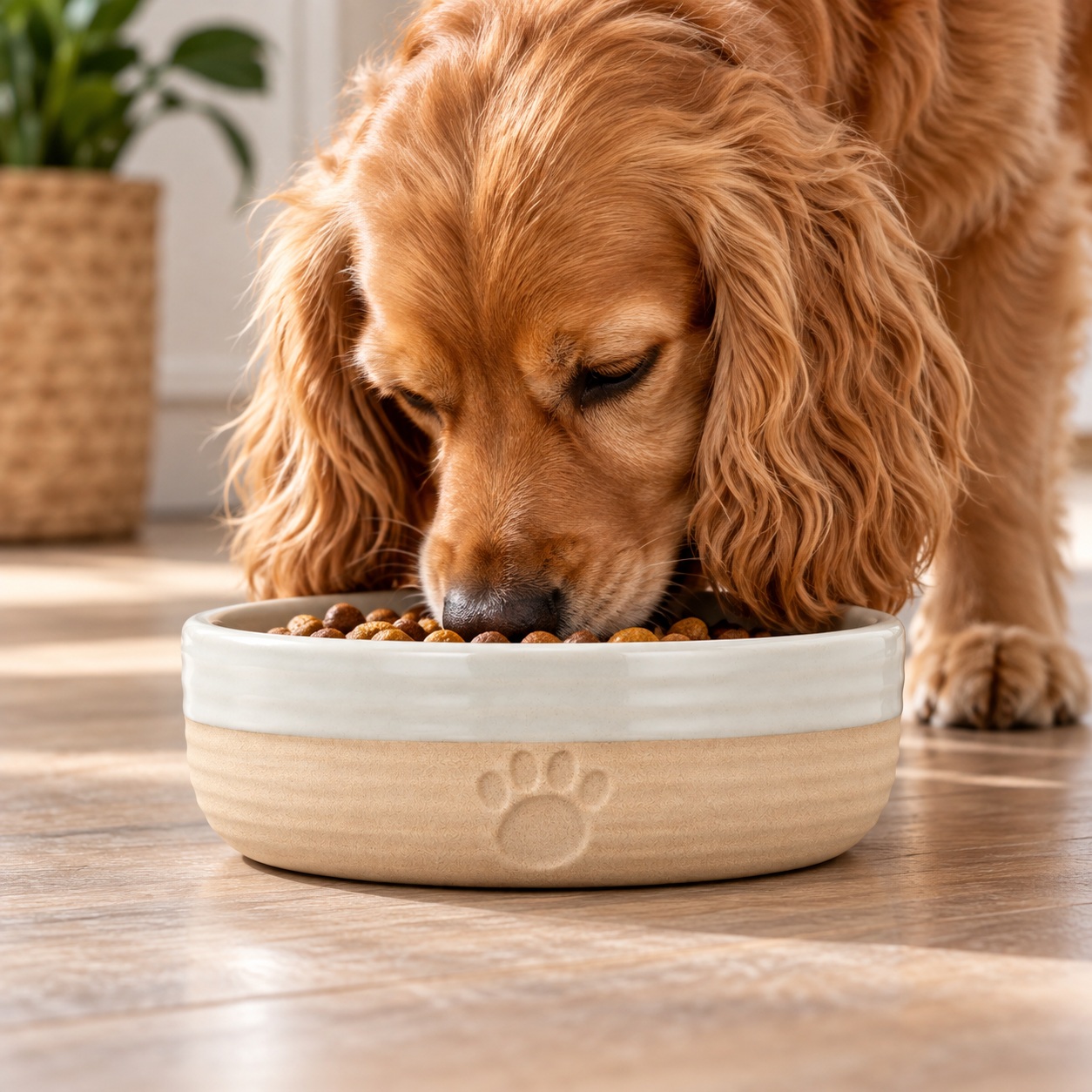 Dog Bowl: 12.5cm Mason Cash Heart Paw Bowl, Stoneware