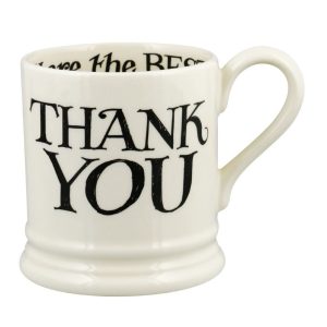 Mug: 1 x 300ml Emma Bridgewater Black Toast Thank You 1/2 Pint Mug, Ceramic