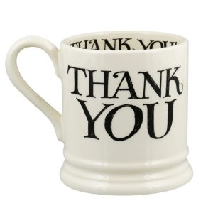 Mug: 1 x 300ml Emma Bridgewater Black Toast Thank You 1/2 Pint Mug, Ceramic
