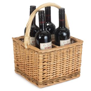 Bottle Carrier: 4 Bottle Basket, Willow
