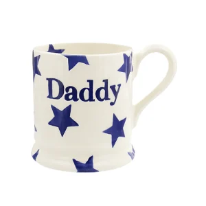 Mug: 1 x 300ml Emma Bridgewater Blue Star Daddy Half Pint Mug, Ceramic