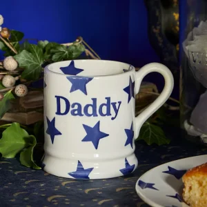 Mug: 1 x 300ml Emma Bridgewater Blue Star Daddy Half Pint Mug, Ceramic