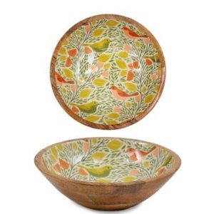Bowl: 1 x 25cm Songbird Enamel Bowl, Wood