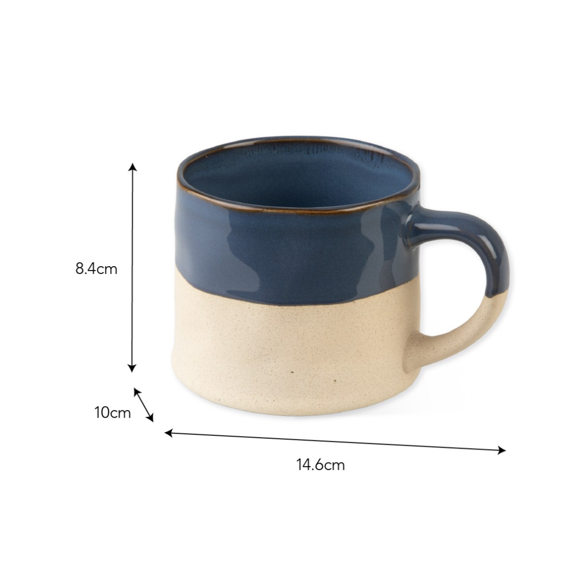 Mug Set: 2 x Bladon Half Glazed Mugs, Steel Blue - Image 6