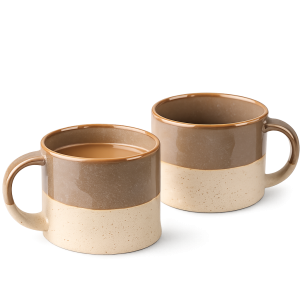 Mug Set: 2 x Bladon Half Glazed Mugs, Truffle