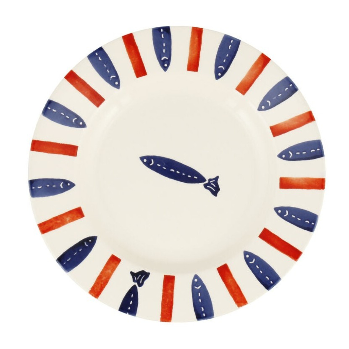Dinner Plate: 1 x 22cm Emma Bridgewater Seafood Stripe Medium Dinner Plate, Ceramic