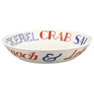 Pasta Bowl: 23cm Emma Bridgewater Red & Blue Toast Medium Pasta Bowl, Ceramic