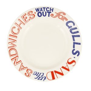 Dinner Plate: 1 x 22cm Emma Bridgewater Red & Blue Toast Medium Dinner Plate, Ceramic