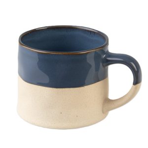 Mug Set: 2 x Bladon Half Glazed Mugs, Steel Blue