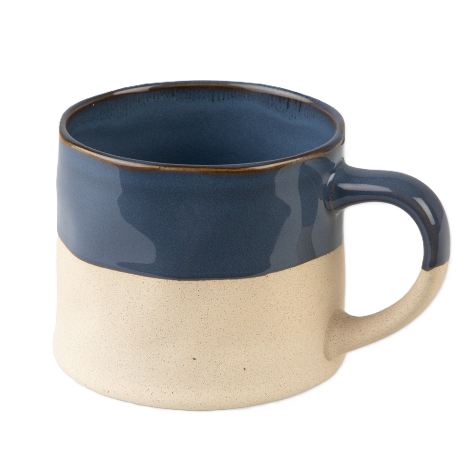 Mug Set: 2 x Bladon Half Glazed Mugs, Steel Blue
