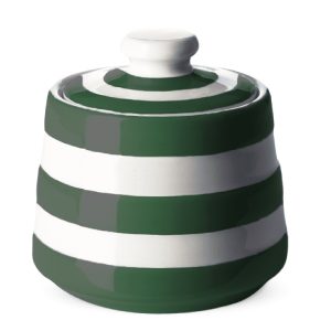 Sugar Bowl: Cornishware Adder Green Lidded Sugar Bowl, Ceramic