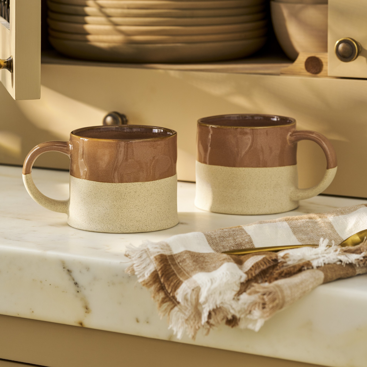 Mug Set: 2 x Bladon Half Glazed Mugs, Terracotta - Image 2